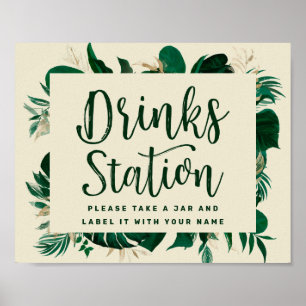 Poster Panneau de mariage pour la station de boissons Tro