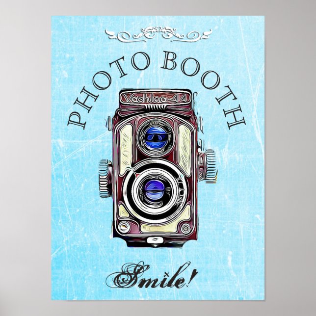 Poster Panneau de mariage pour Photobooth, Appareil photo (Devant)