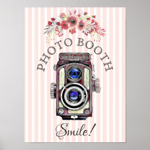 Poster Panneau de mariage pour Photobooth, Fleurs de cora