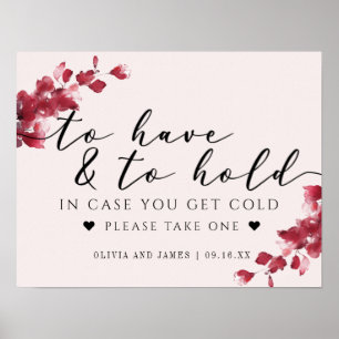 Poster Panneau de mariage rose floral À avoir et à garder
