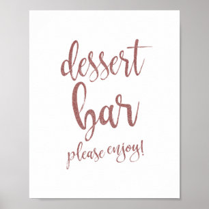 Poster Panneau de mariage Rose Gold Glitter 8x10 pour Bar