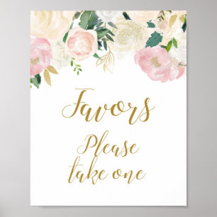 Poster Panneau de Mariage Rose Pâle et Or
