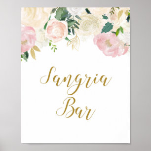 Poster Panneau de Mariage Rose Pâle et Or