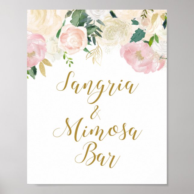Poster Panneau de Mariage Rose Pâle et Or (Devant)