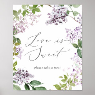 Poster Panneau de mariage Rustique Lilas L'amour est doux