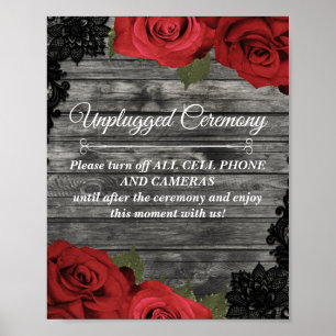 Poster Panneau de mariage sans appareil photo Fleurs de r