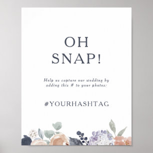 Poster Panneau de mariage simple rustique floral Oh Snap 