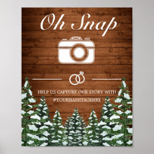 Poster Panneau de mariage Snap en bois et forêt enneigés