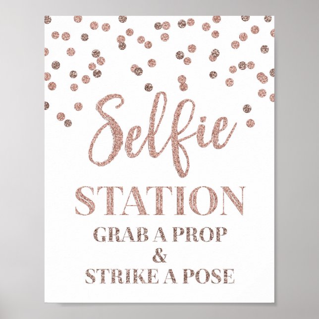 Poster Panneau de mariage Station Selfie Rose Gold (Devant)