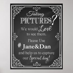 Poster Panneau de mariage sur les médias sociaux impressi