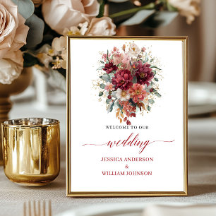 Poster Panneau de mariage Terracotta Boho Bourgogne 8x10