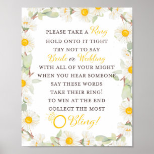 Poster Panneau de Mariage Thématique Daisy de Printemps