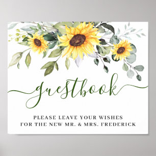 Poster Panneau de mariage tournesols eucalyptus notre liv