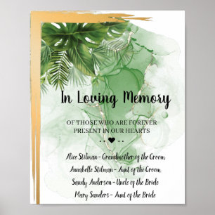 Poster Panneau de mariage Tropical Palm In Loving Memory