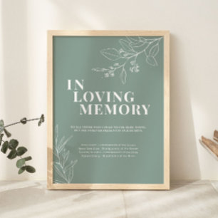 Poster Panneau de mariage Vert sauge En souvenir affectue
