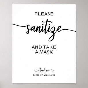 Poster Panneau de mariage : Veuillez désinfecter et porte