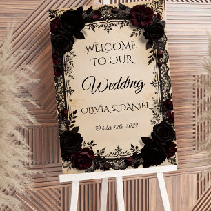 Poster Panneau de mariage victorien en dentelle noire Dar