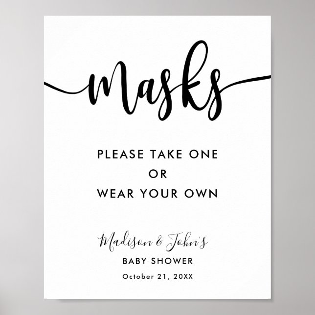 Poster Panneau de masques de typographie monochrome moder (Devant)