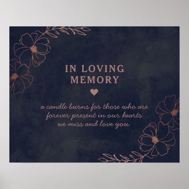 Poster Panneau de mémoire Marine Bleu & Rose Gold (Devant)