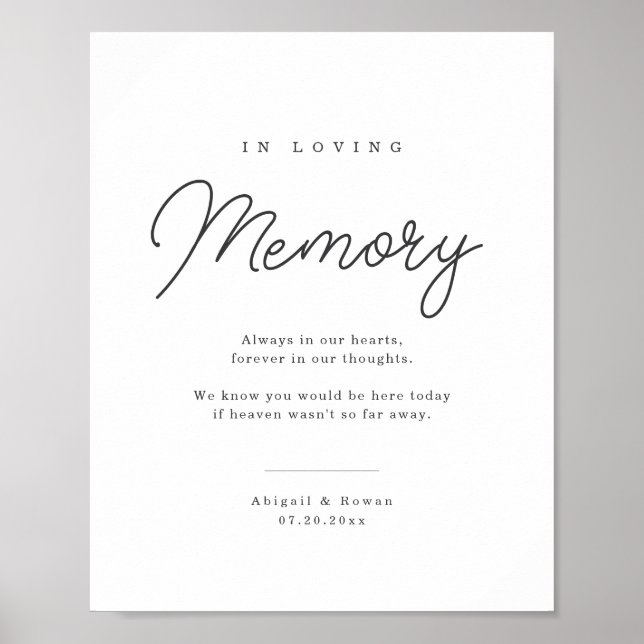 Poster Panneau de mémorial de mariage à écriture minimali (Devant)