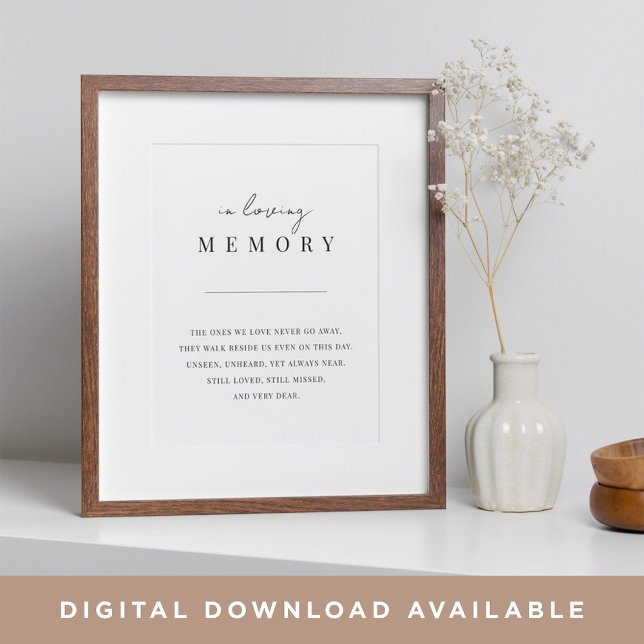 Poster Panneau de mémorial de mariage à script minimal mo (Créateur téléchargé)