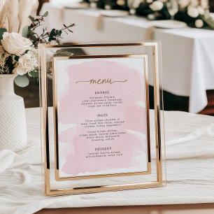 Poster Panneau de menu à l'aquarelle rose et or