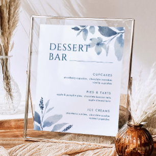 Poster Panneau de menu de bar à desserts floral aquarelle