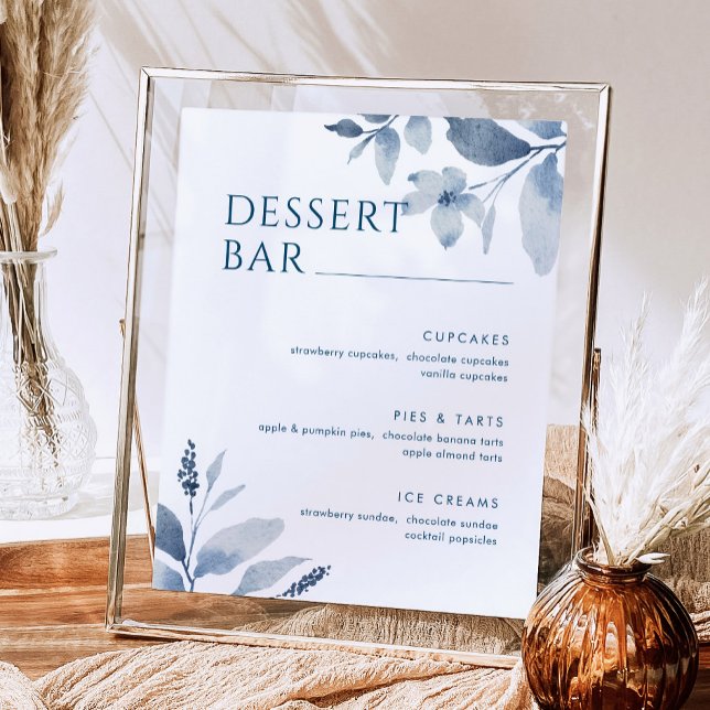 Poster Panneau de menu de bar à desserts floral aquarelle (Créateur téléchargé)