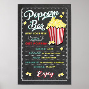 Poster Panneau de menu de bar à popcorn pour fête