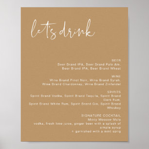 Poster Panneau de menu de bar Boho INDIE aux tons terreux