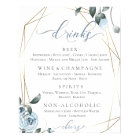 Panneau de menu de bar complet pour mariage