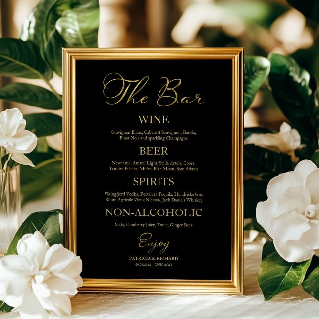 Poster Panneau de menu de bar de mariage à calligraphie é (Créateur téléchargé)