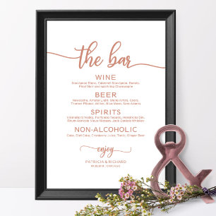 Poster Panneau de menu de bar de mariage calligraphie ros