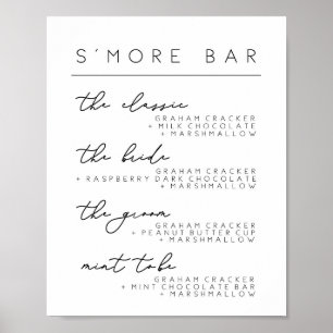 Poster Panneau de menu de bar de s'mores de mariage, Affi