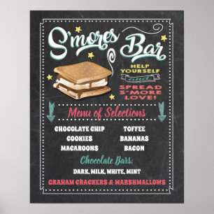 Poster Panneau de menu de bar de S'mores pour fête