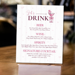 Poster Panneau de menu de bar Let's Drink A Tiny Bit En