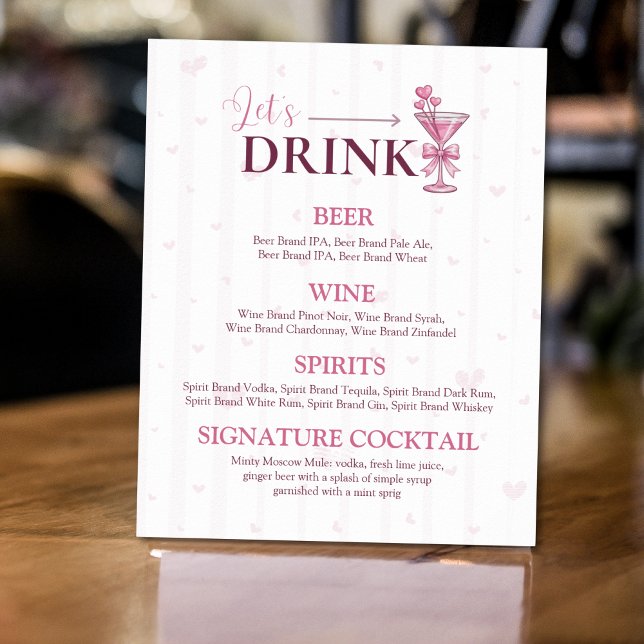 Poster Panneau de menu de bar Let's Drink | A Tiny Bit En (Créateur téléchargé)