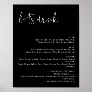 Poster Panneau de menu de bar moderne JOVI Edgy Black Let