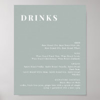 Panneau de menu de bar moderne vert sauge NINA