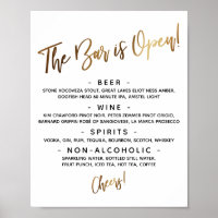 Panneau de menu de bar ouvert avec écriture manusc