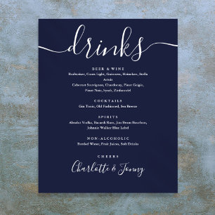 Poster Panneau de menu de boissons à signature bleu marin