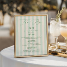 Panneau de menu de boissons de bar rayures vertes