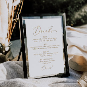 Poster Panneau de menu de boissons de mariage à calligrap