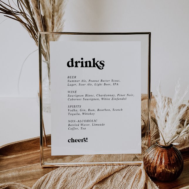 Poster Panneau de menu de boissons de mariage à typograph (Créateur téléchargé)