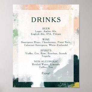 Poster Panneau de menu de boissons de mariage abstrait co
