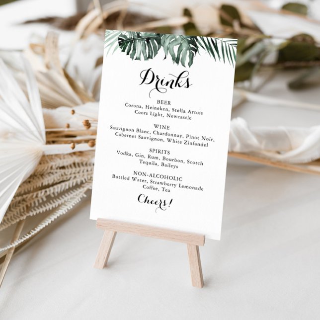 Poster Panneau de menu de boissons de mariage blanc à ver (Créateur téléchargé)