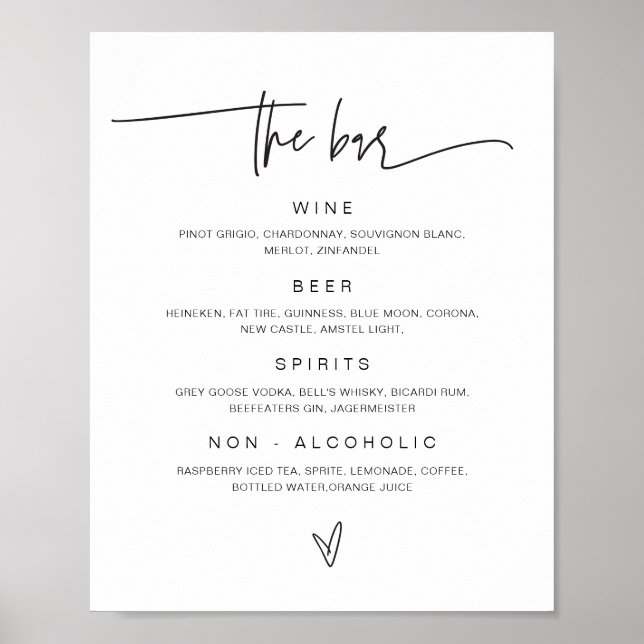 Poster Panneau de menu de boissons de mariage Panneau de  (Devant)