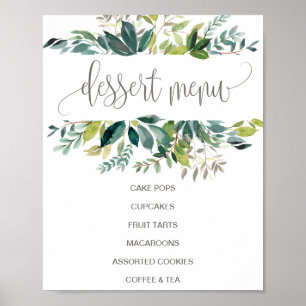 Poster Panneau de menu de dessert de feuillage
