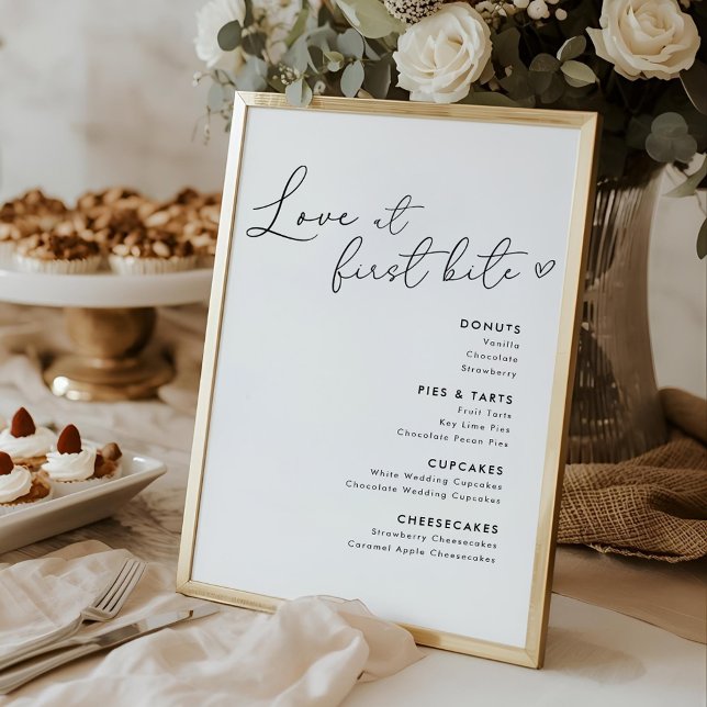 Poster Panneau de menu de desserts de mariage Love at Fir (Créateur téléchargé)