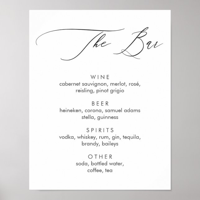 Poster Panneau de menu de la barre de calligraphie modern (Devant)